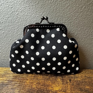 Black and Ivory Polka dot Coin Purse