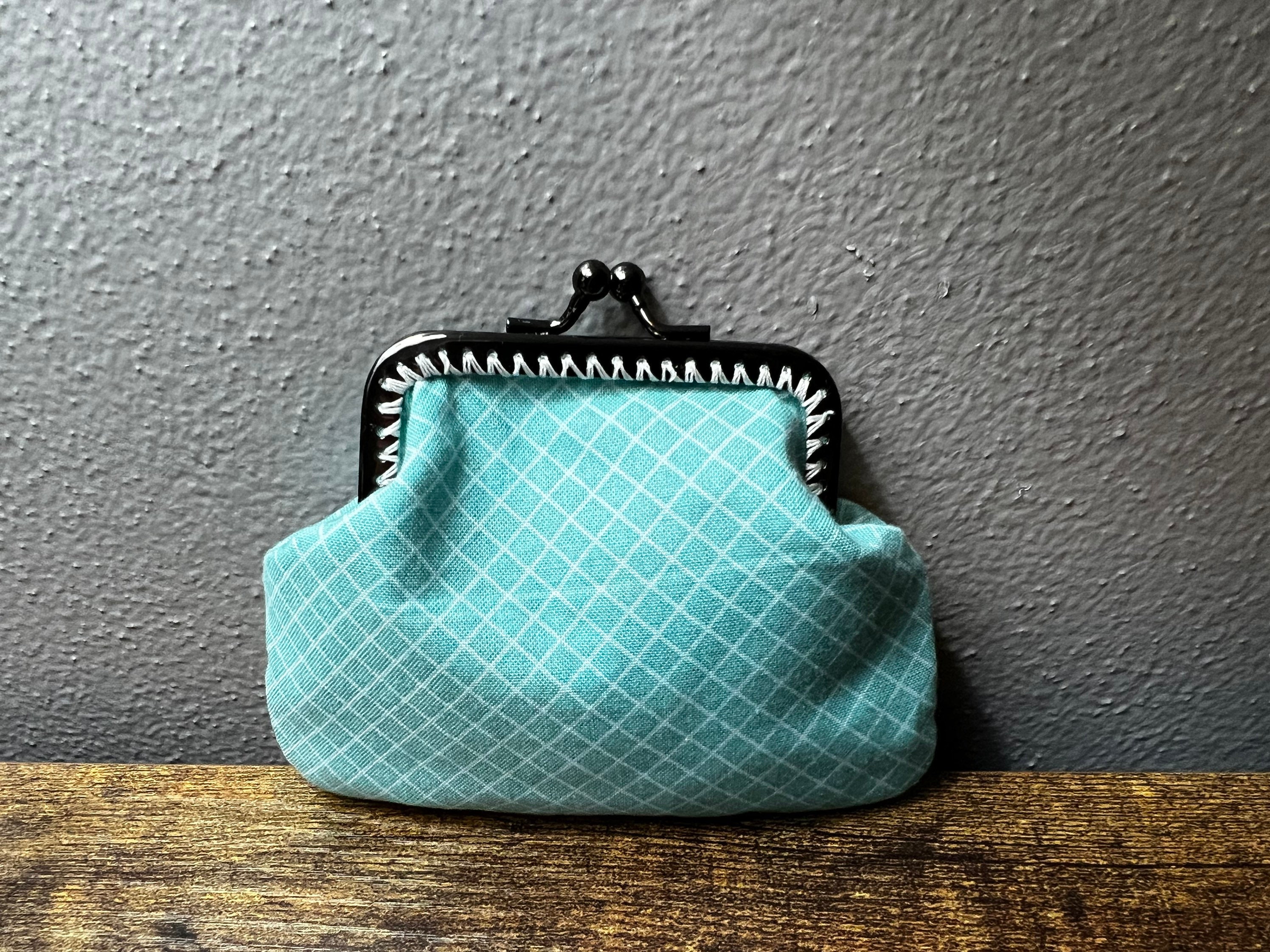 Checkered Coin Purse Recycled Purse Upcycled Purse Check Purse Handmade Purse Recycled Coin Purse Eco Friendly Coin Purse Checkered Purse