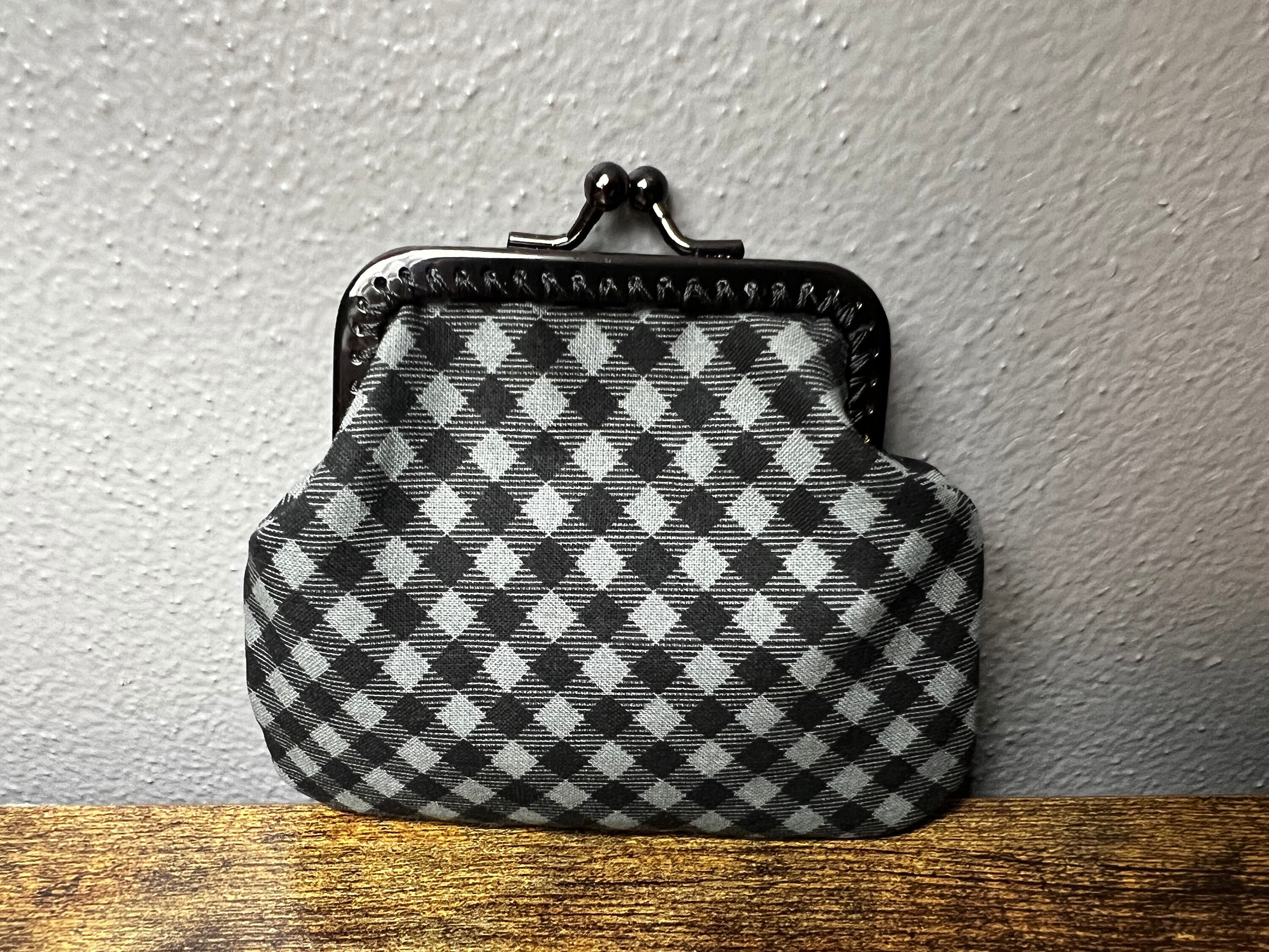 Gray and White Checkered Purse Etsy