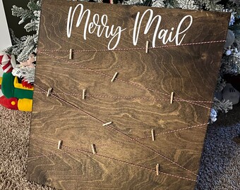 Merry Mail - Christmas Card Holder - Christmas Gifts - Christmas Decor - Merry Mail Sign - Wood Sign - Christmas Cards