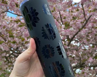 20oz Sunflower Tumbler | Skinny Tumbler | Stainless Steel Tumbler | Personalized Tumbler | Tumbler Cups | Tumbler and straw | Tumbler decal