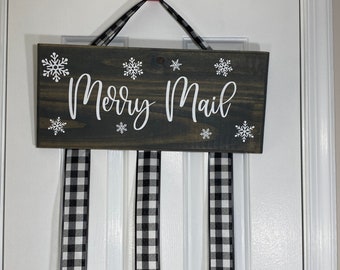 Merry Mail - Christmas Card Holder - Christmas Gifts - Christmas Decor - Merry Mail Sign - Wood Sign - Christmas Cards