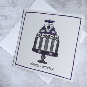 Elegant and Pretty Goth Birthday Card Cute Spooky Illustrated Birthday Card Gothic Birthday Décor image 2