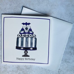 Elegant and Pretty Goth Birthday Card Cute Spooky Illustrated Birthday Card Gothic Birthday Décor image 3