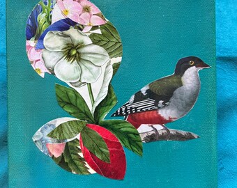 Collage Art "FLOWER BIRD"