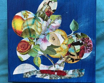 Collage Art "BLUE FLORAL"