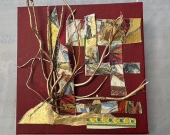 Collage Art "GOLDEN DOVE"