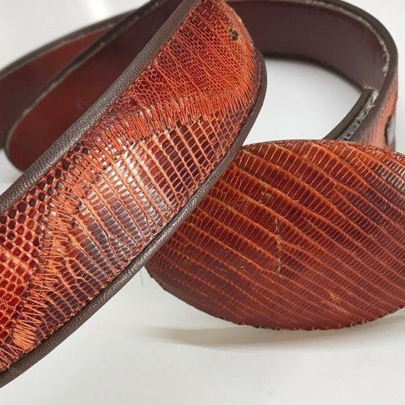 Vintage Snake Skin Leather Belt with  removable l… - image 8