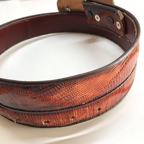 Vintage Snake Skin Leather Belt with  removable l… - image 4