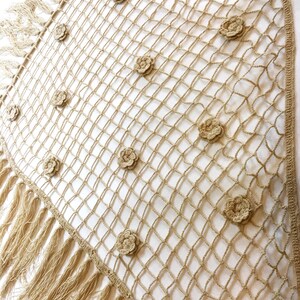 Valentines day Giftforher, Cream vintage shawl, triangle wrap, cocktail wrap, wrap shawl, wedding wrap, vintage wedding wrap, vintage wrap image 6