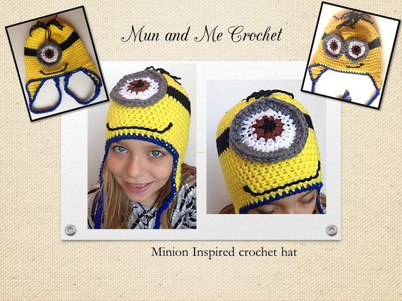 Gorro inspirado en los Minions, Gorro de los Minions, Disfraz de Minion,  Minion inspired hat, gorrito amarillo, ganchillo, orejeras -  México