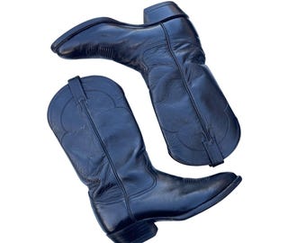 トニー・ラマ ブラックレザー カウボーイブーツ サイズ9D メンズ 刺繍入り ウエスタンスタイル 5984