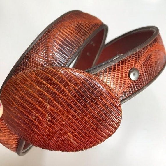 Vintage Snake Skin Leather Belt with  removable l… - image 2