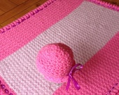 Baby blanket hat set, pink,Purple,lavander color. Baby shower gift, baby gift, gifts for babies