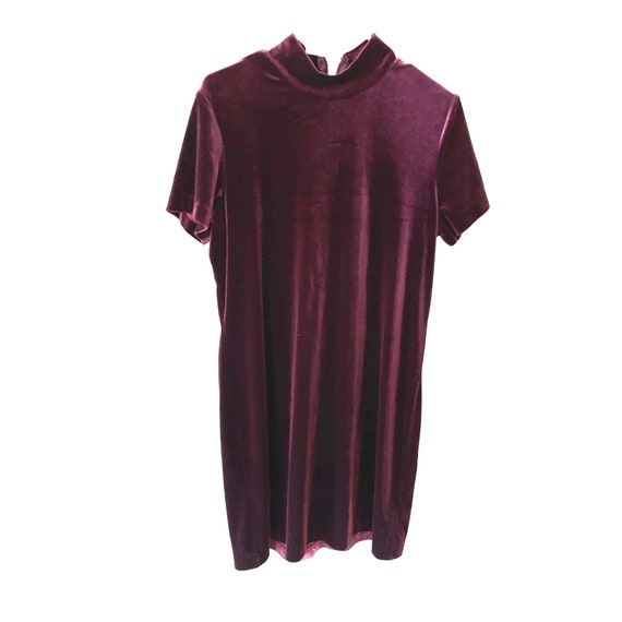 NY&CO Velvet Short Sleeve Dress High Neck Mock Burgundy Red Size L - Etsy NY&CO Velvet Short Sleeve Dress High Neck Mock Burgundy Red Size L - Etsy