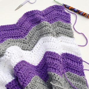Chevron baby blanket, small blanket, ultraviolet blanket, Purple, Gray, white blanket, small throw, waves, stroller blanket, crib blanket
