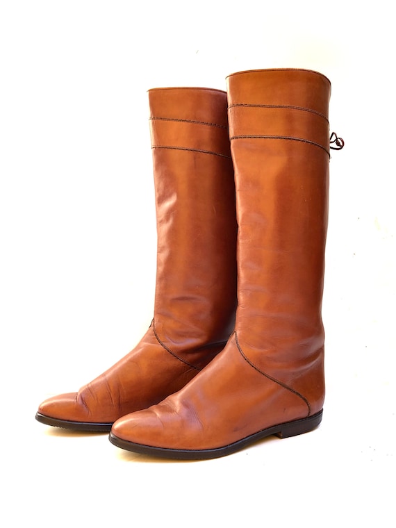 Vintage 1980s ‘Emmedue’ mid brown, knee high leath