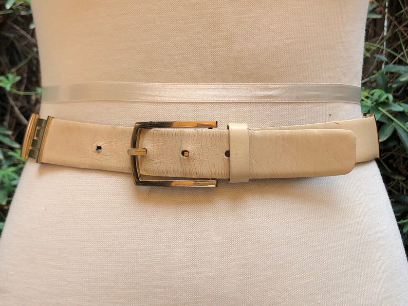 GUY LAROCHE Vintage 1970s guy Laroche Cream Leather Belt Etsy