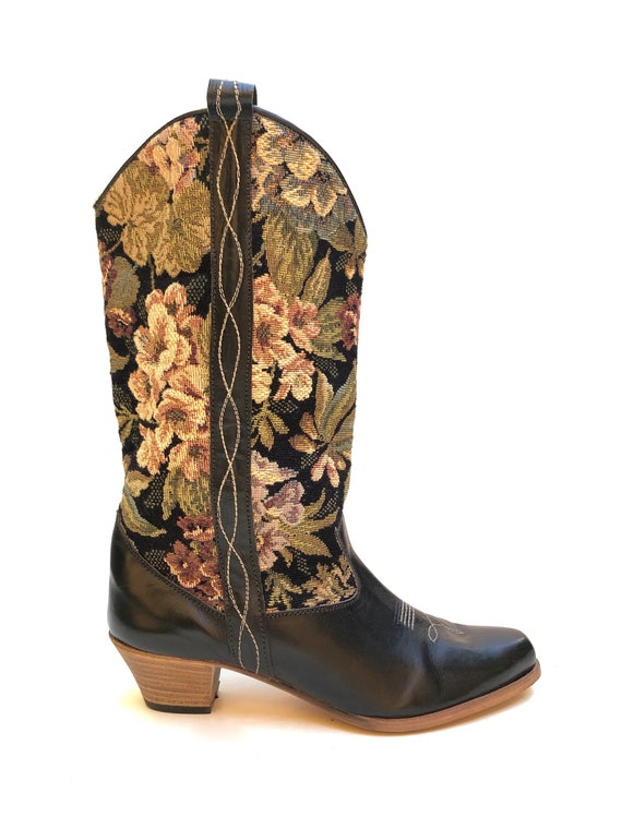 Vintage 1980s ‘Shoe Shop’ black leather and tapest