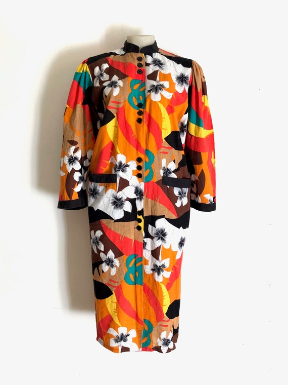 Vintage 1980s ‘Moon Child' colourful tropical prin