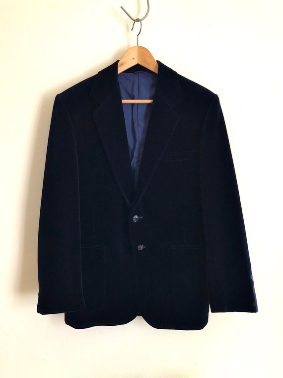 Vintage 1970s mens ‘Gee Zeds’ navy blue velvet jac