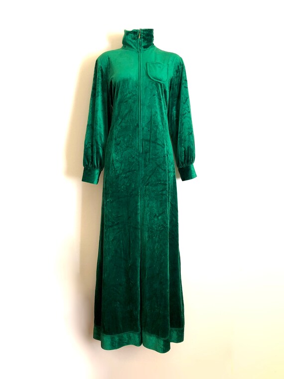 Vintage 1970s green velour jumpsuit