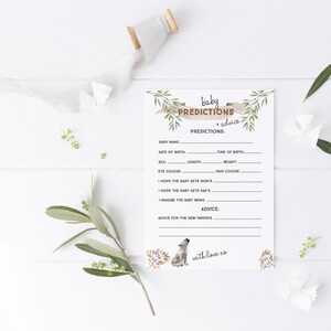 Wolf baby shower Baby voorspellingen kaart, baby shower extra, moeder's zegen opmerking, leuk baby shower spel, 5x7-INSTANT DOWNLOAD