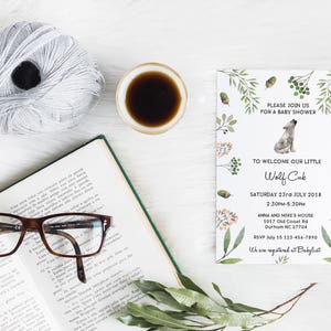 Invito per baby shower Little Wolf // Baby shower Little Cub // Baby shower Wolf // Invito per baby shower per ragazzi