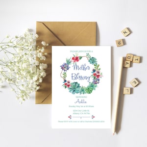 Invito alla benedizione della Madre di primavera, Invito alla benedizione, Invito Boho, Invito floreale, Invito stampabile della Madre benedicente // Primavera floreale