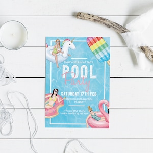 Summer Party Invitation // Pool Party Invitation // Teenage Party Invitation // 16th Birthday Party // Custom Invitation