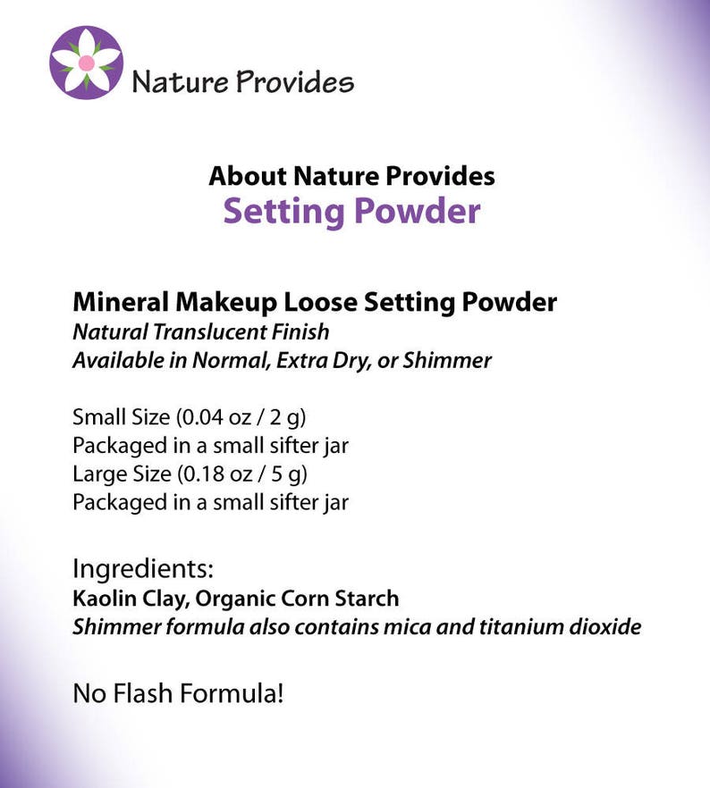 Setting Powder in a Small Sifter Jar Helps Absorb Sweat Set Etsy