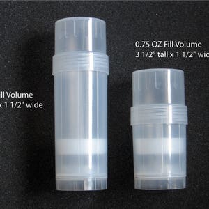 Round Twist Tube for Deodorant and Solid Lotion Choose a Small or Large Size Clear BPA BPS Free Plastic Cosmetic Container No Minimum Order image 4