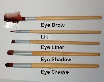 Makeup Brush Ecofriendly Choose from Eye Shadow Concealer Eye Liner or Lip Brush Styles Bamboo Handle Vegan Bristles