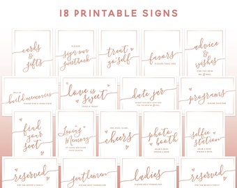 PRINTABLE Wedding Signs Bundle Set: ROSE GOLD, 18 Signs Included, 4x6" and 5x7" Sizes, Vertical & Horizontal Designs, Faux Metallic,