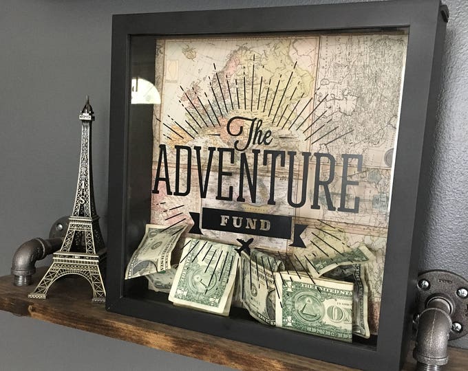 The Adventure Fund Shadowbox With Vinyl Decal / Piggy Bank / Savings ...
