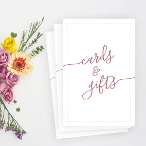 Cards & Gifts Table Sign DIGITAL DOWNLOAD: Printable Wedding Sign, Gift Table Sign, Faux Metallic (Rose Gold, Gold, Silver)