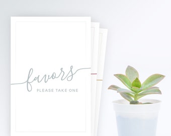 Favors, Please Take One Sign DIGITAL DOWNLOAD: Printable Wedding Sign, Favors Table Sign, Faux Metallic (Rose Gold, Gold, Silver)