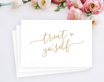 Treat Yo Self Sign DIGITAL DOWNLOAD: Printable Dessert Bar Sign, Dessert Table Sign, Faux Metallic (Rose Gold, Gold, Silver) Wedding Sign