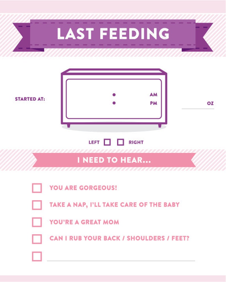 BABY GIRL Dry Erase Newborn Sleep & Feeding Tracker great Etsy