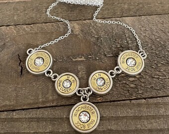 Statement necklace, statement bullet necklace, bullet jewelry, Multi bullet necklace