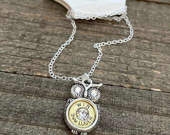 Owl necklace , owl bullet necklace, owl pendant, Owl bullet jewelry necklace