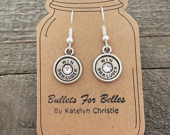 Bullet dangle earrings, bullet earrings, bullet jewelry dangle bullet earrings