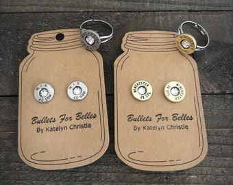 Bullet ring and bullet earrings set, bullet earrings, bullet ring, bullet earings