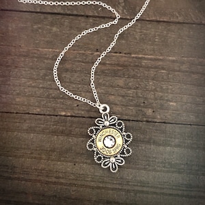 bullet necklace, Floral pendant necklace, bullet necklaces, bullet jewelry