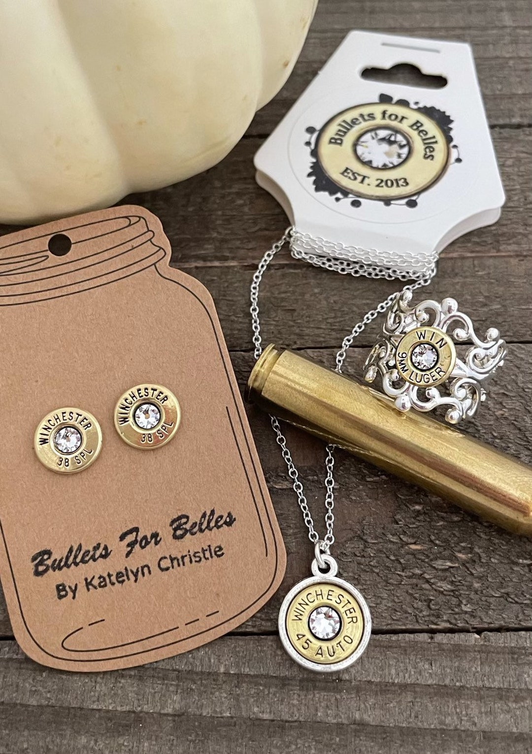 Bullet Necklace Ring Earring Set Jewelry Set Bullet Jewelry - Etsy