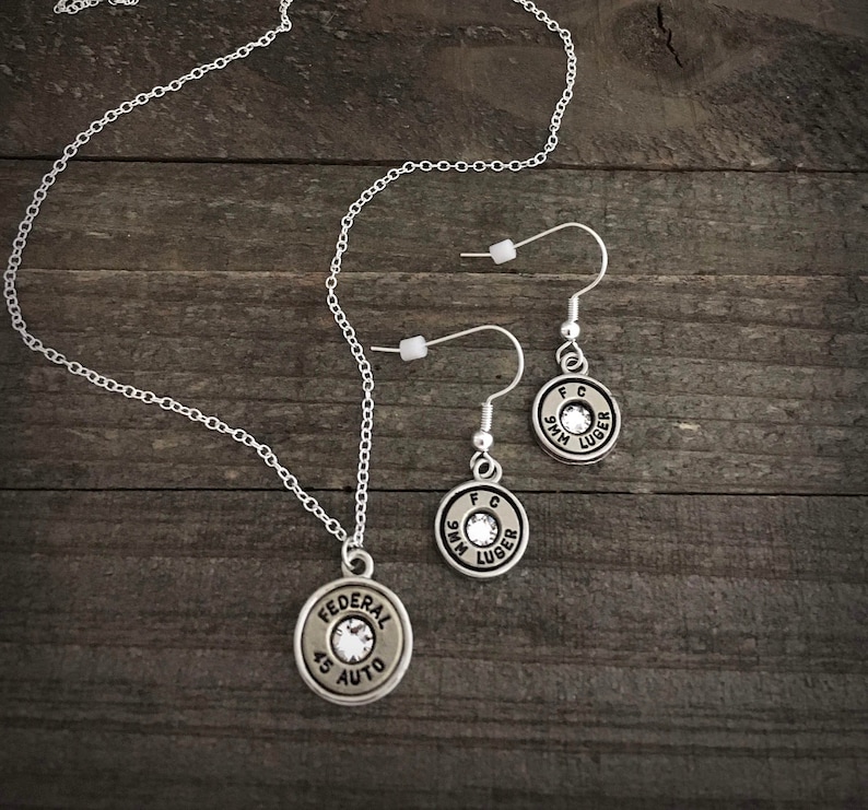 bullet necklace Simple belle bullet jewelry dangle earrings set bullet earrings Bullet jewelry