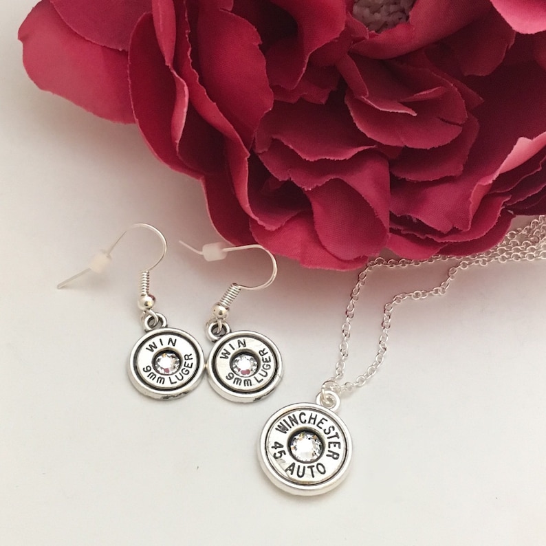 bullet necklace Simple belle bullet jewelry dangle earrings set bullet earrings Bullet jewelry
