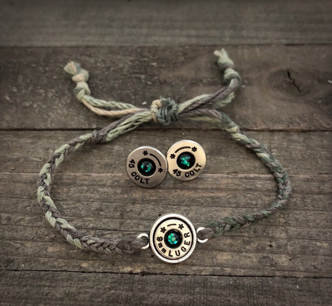Camouflage jewelry set bullet earrings bullet bracelet camo Etsy