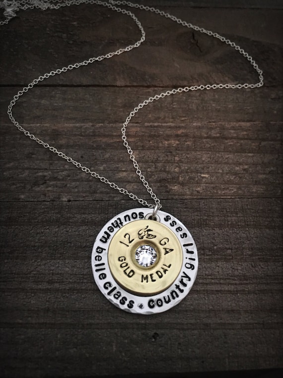 Bullet necklace, hand stamped necklace, bullet jewelry, 12 gauge, bullet hand stamped necklace