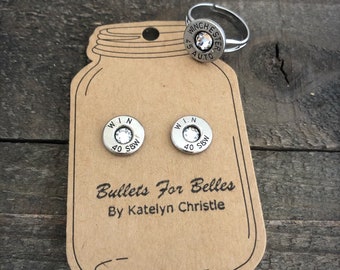 Bullet ring and bullet earrings set, bullet earrings, bullet ring, bullet earings